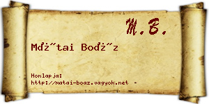 Mátai Boáz névjegykártya